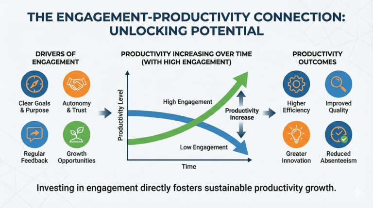 Infographic showing increased productivity from increased engagement